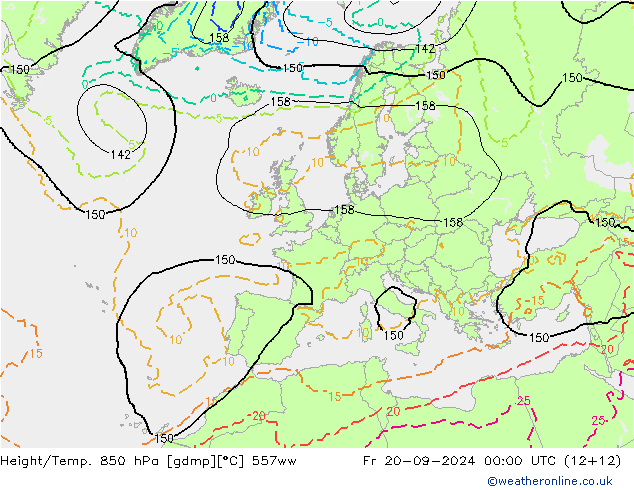 Yükseklik/Sıc. 850 hPa 557ww Cu 20.09.2024 00 UTC