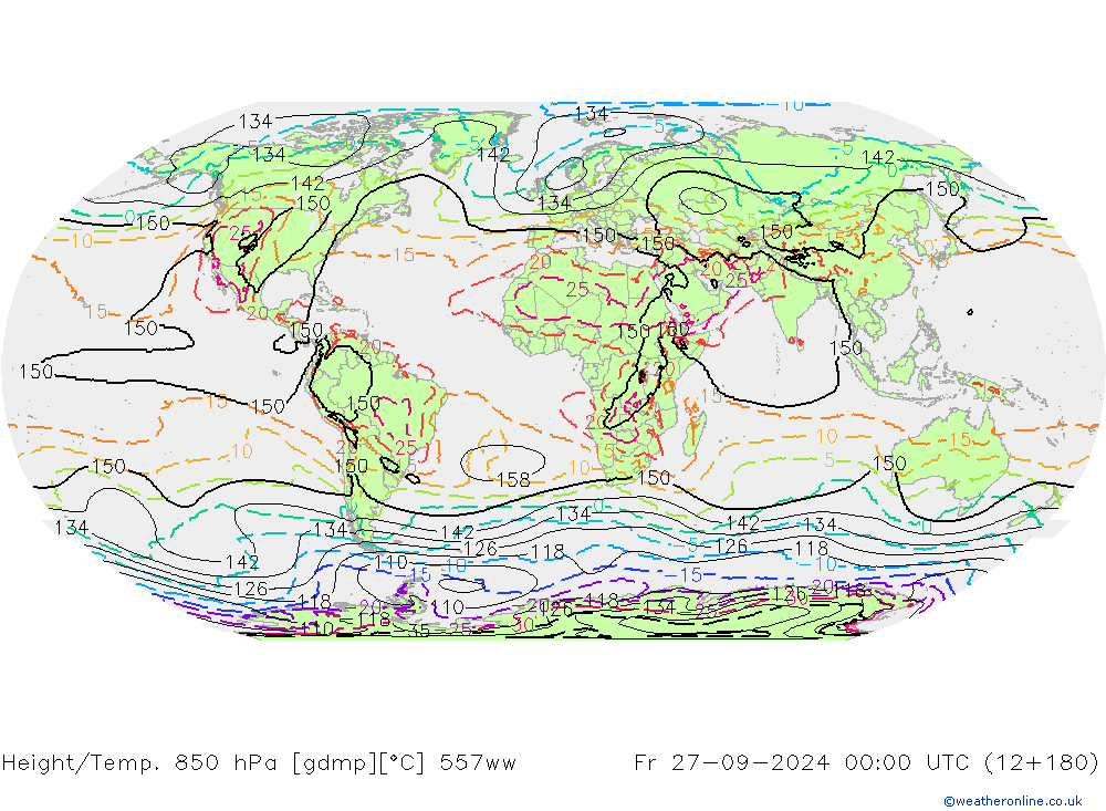 Height/Temp. 850 hPa 557ww Fr 27.09.2024 00 UTC