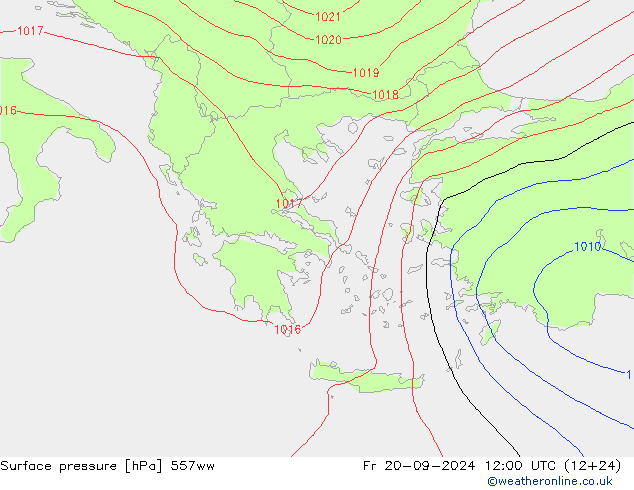 Pressione al suolo 557ww ven 20.09.2024 12 UTC