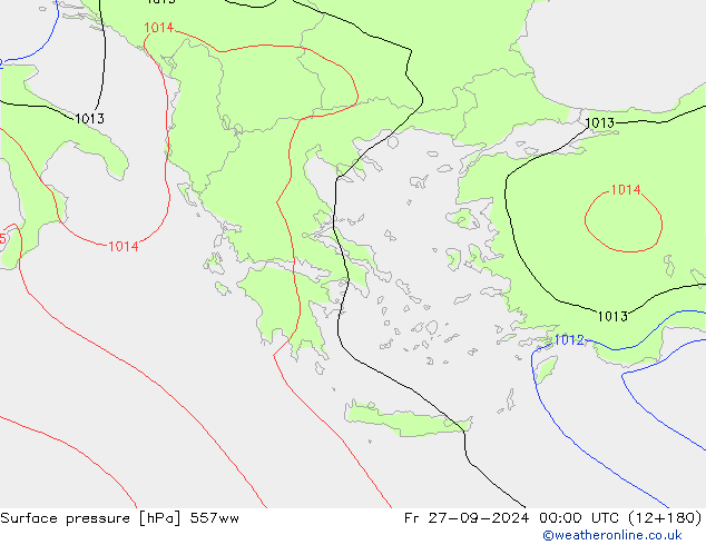 Luchtdruk (Grond) 557ww vr 27.09.2024 00 UTC