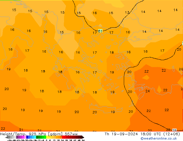 Yükseklik/Sıc. 925 hPa 557ww Per 19.09.2024 18 UTC