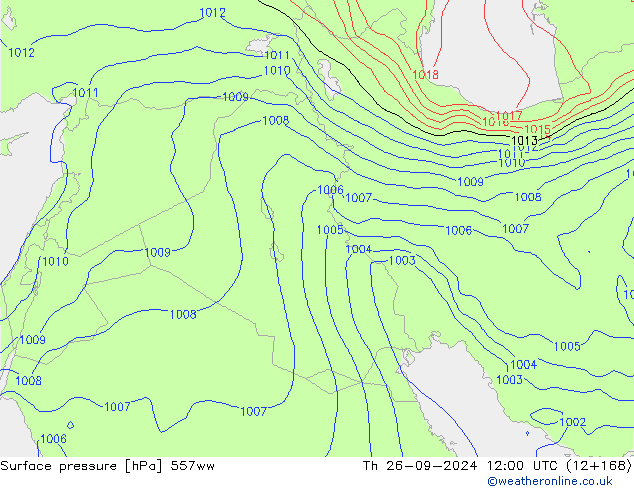 Presión superficial 557ww jue 26.09.2024 12 UTC