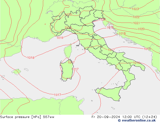 Surface pressure 557ww Fr 20.09.2024 12 UTC