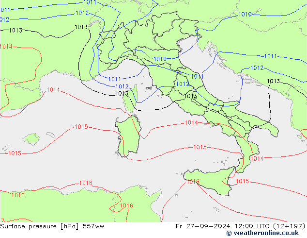 Surface pressure 557ww Fr 27.09.2024 12 UTC