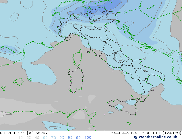 RV 700 hPa 557ww di 24.09.2024 12 UTC