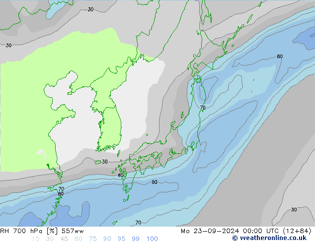 RH 700 hPa 557ww Po 23.09.2024 00 UTC