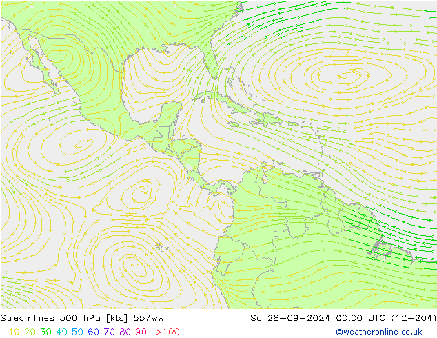 Streamlines 500 hPa 557ww So 28.09.2024 00 UTC