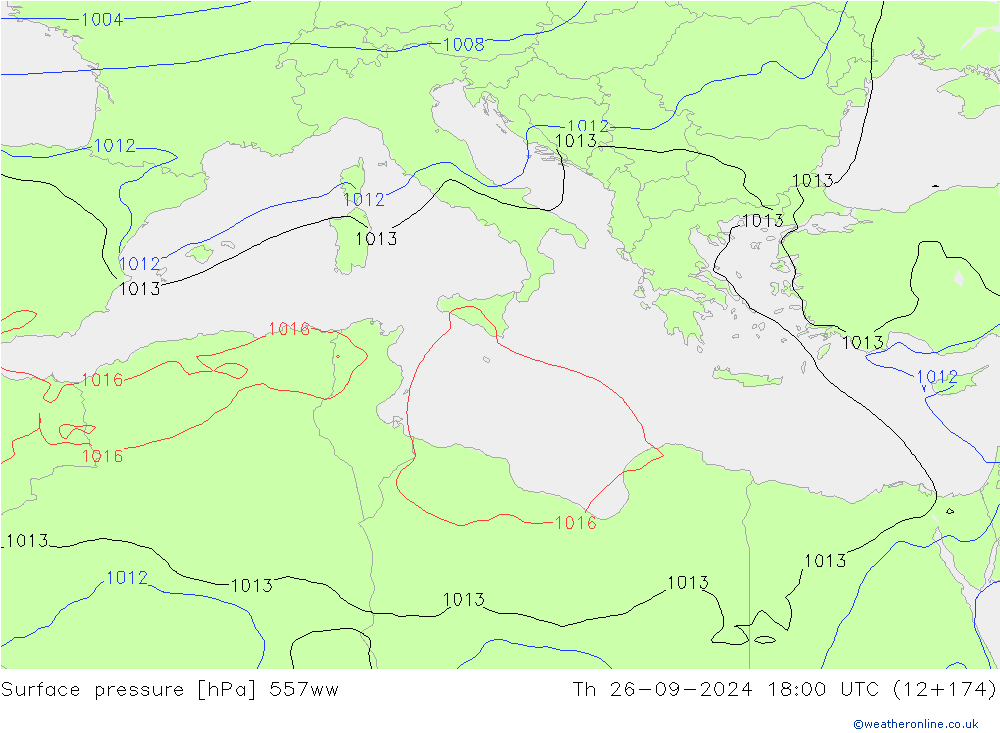 Atmosférický tlak 557ww Čt 26.09.2024 18 UTC