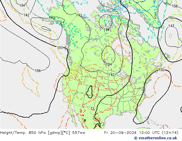 Height/Temp. 850 hPa 557ww Fr 20.09.2024 12 UTC