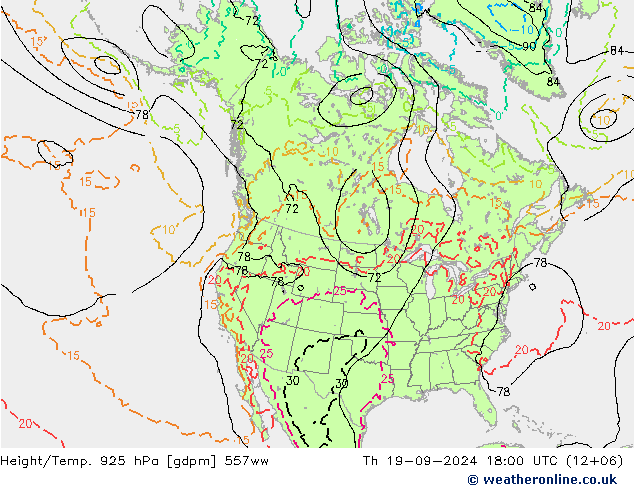 Height/Temp. 925 hPa 557ww Th 19.09.2024 18 UTC