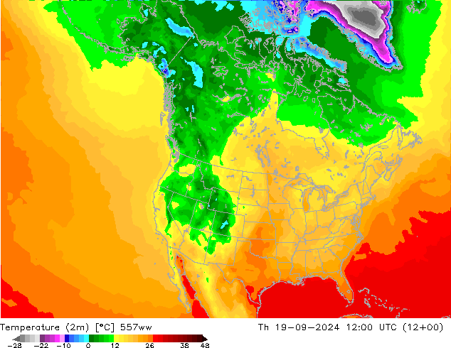 Temperatura (2m) 557ww Qui 19.09.2024 12 UTC