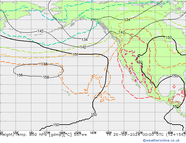 Hoogte/Temp. 850 hPa 557ww do 26.09.2024 00 UTC