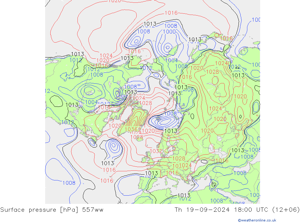 Pressione al suolo 557ww gio 19.09.2024 18 UTC