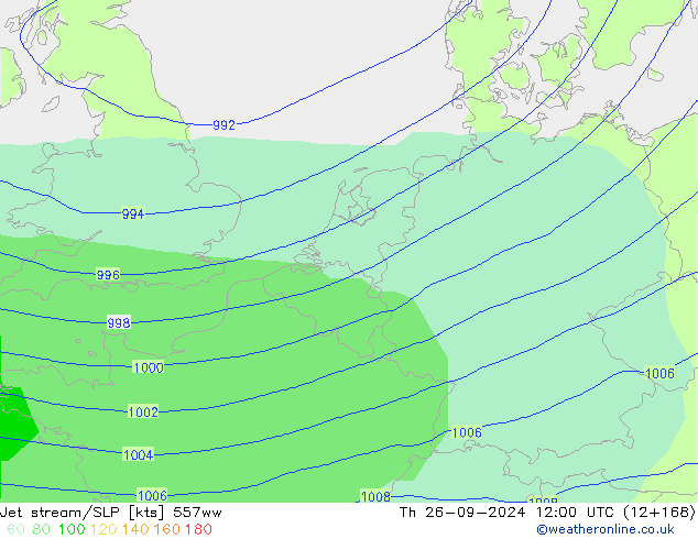 Jet stream/SLP 557ww Th 26.09.2024 12 UTC