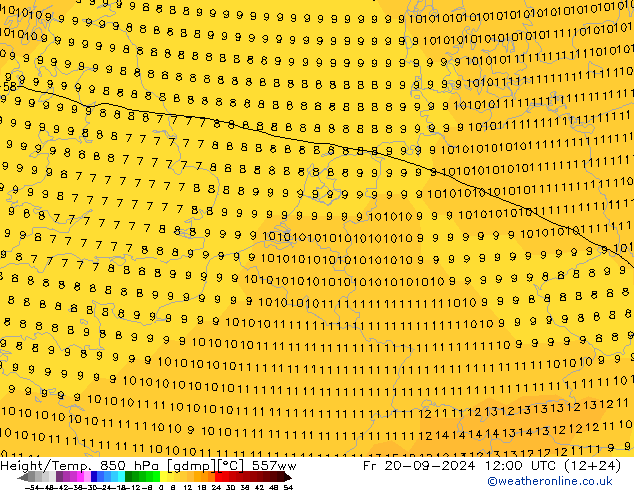 Height/Temp. 850 hPa 557ww Fr 20.09.2024 12 UTC