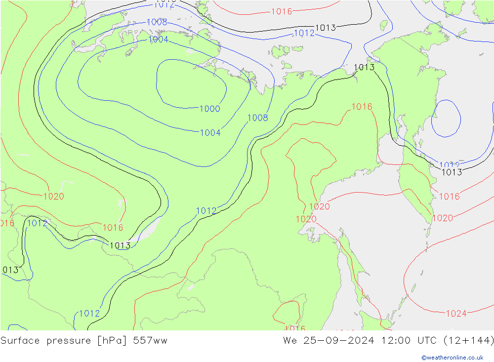 Luchtdruk (Grond) 557ww wo 25.09.2024 12 UTC