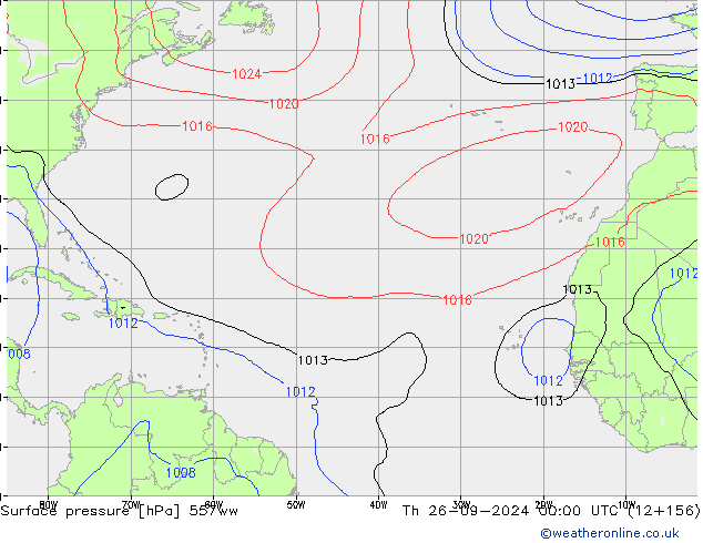 Surface pressure 557ww Th 26.09.2024 00 UTC