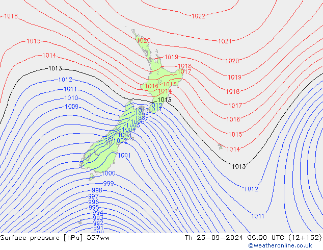 Surface pressure 557ww Th 26.09.2024 06 UTC