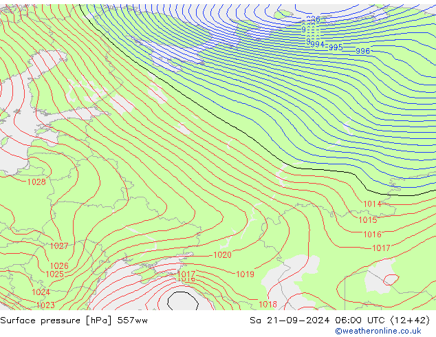 Surface pressure 557ww Sa 21.09.2024 06 UTC