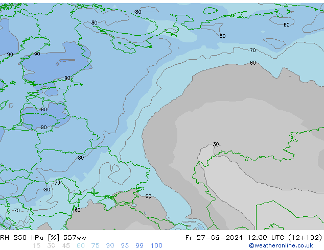 RH 850 hPa 557ww ven 27.09.2024 12 UTC