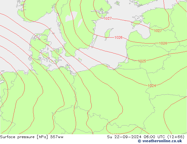 Surface pressure 557ww Su 22.09.2024 06 UTC