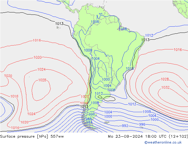 Presión superficial 557ww lun 23.09.2024 18 UTC