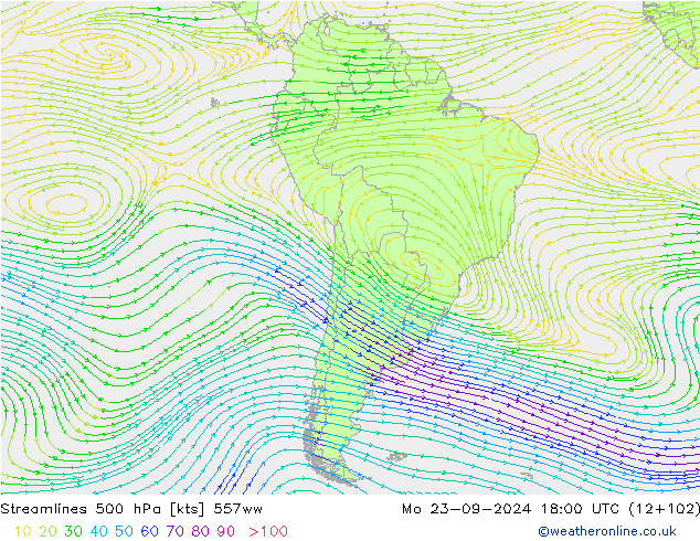 Streamlines 500 hPa 557ww Mo 23.09.2024 18 UTC