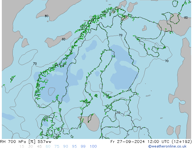 RH 700 hPa 557ww  27.09.2024 12 UTC