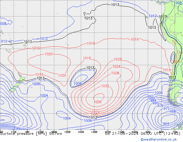 Atmosférický tlak 557ww So 21.09.2024 06 UTC