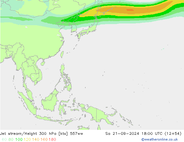 Jet stream/Height 300 hPa 557ww Sa 21.09.2024 18 UTC