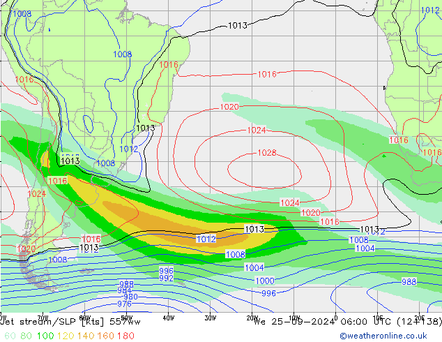 Jet stream/SLP 557ww We 25.09.2024 06 UTC