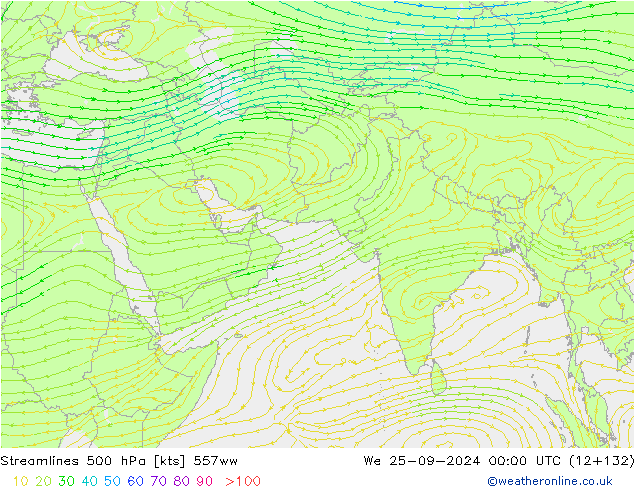 Streamlines 500 hPa 557ww We 25.09.2024 00 UTC