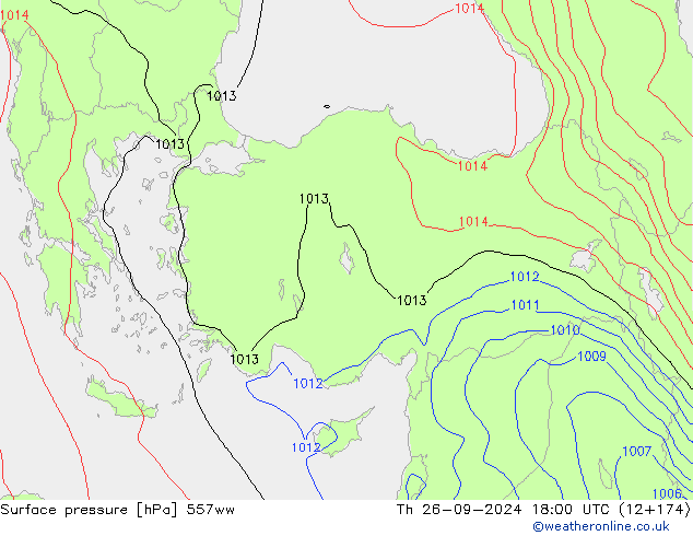 Surface pressure 557ww Th 26.09.2024 18 UTC