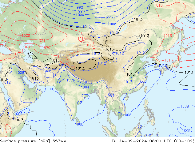 Presión superficial 557ww mar 24.09.2024 06 UTC