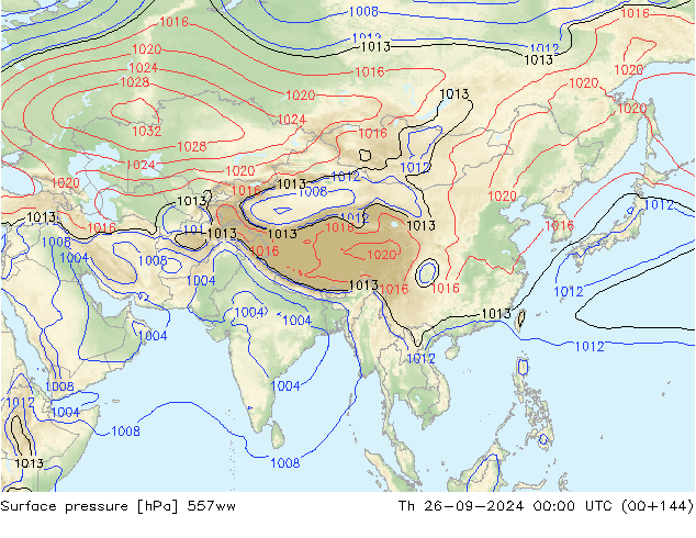 Surface pressure 557ww Th 26.09.2024 00 UTC