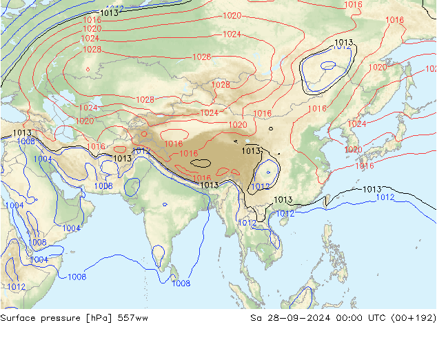 Surface pressure 557ww Sa 28.09.2024 00 UTC