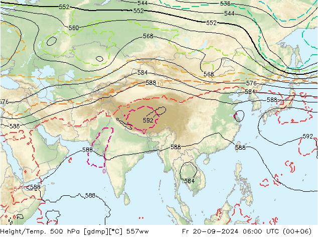 Height/Temp. 500 hPa 557ww Fr 20.09.2024 06 UTC