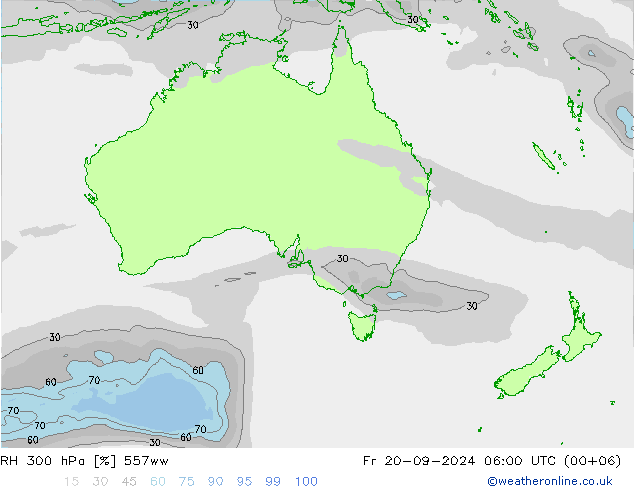 RH 300 hPa 557ww Fr 20.09.2024 06 UTC