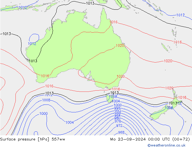 Surface pressure 557ww Mo 23.09.2024 00 UTC