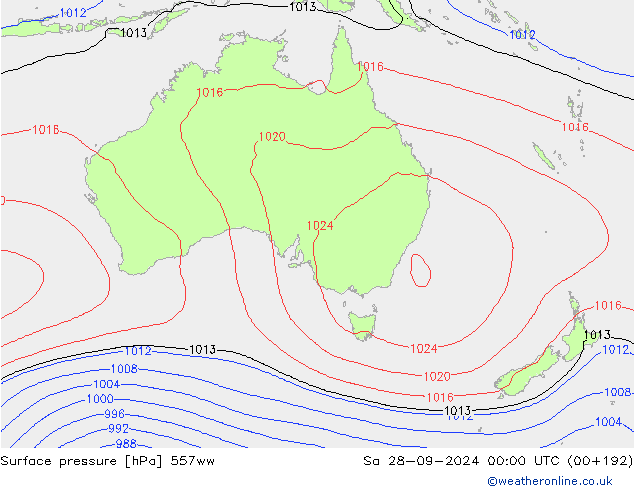 Surface pressure 557ww Sa 28.09.2024 00 UTC