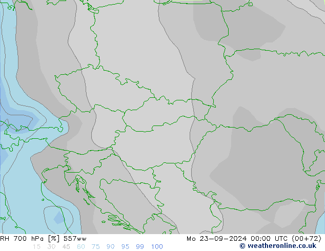 RH 700 hPa 557ww Mo 23.09.2024 00 UTC