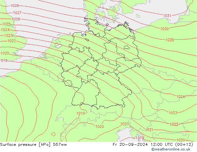 Surface pressure 557ww Fr 20.09.2024 12 UTC