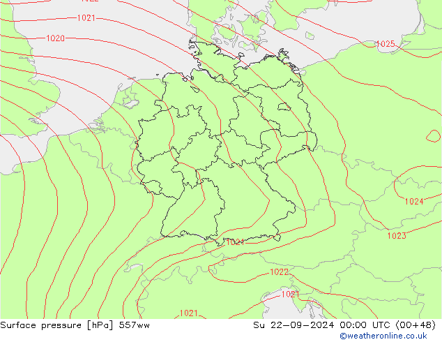 Surface pressure 557ww Su 22.09.2024 00 UTC