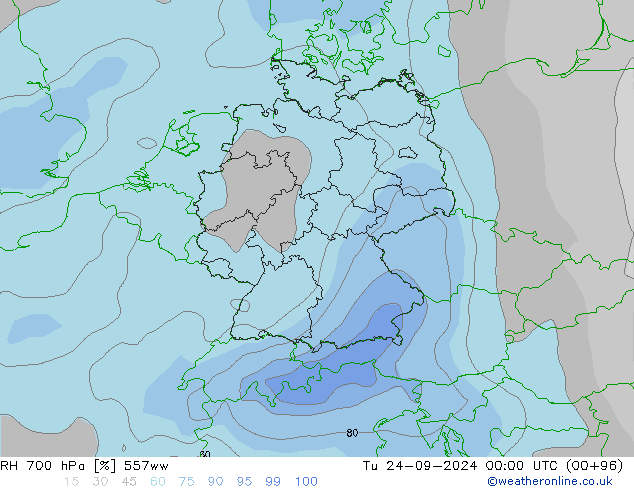 RH 700 гПа 557ww вт 24.09.2024 00 UTC