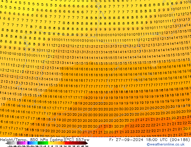 Height/Temp. 850 hPa 557ww Sex 27.09.2024 18 UTC