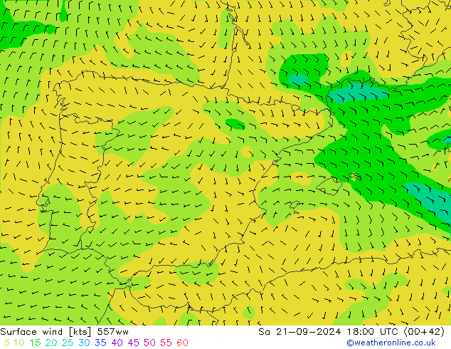 Viento 10 m 557ww sáb 21.09.2024 18 UTC