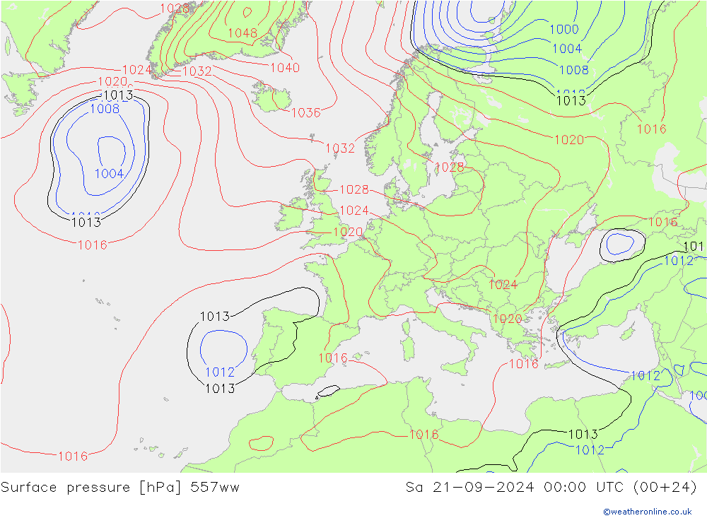 Surface pressure 557ww Sa 21.09.2024 00 UTC