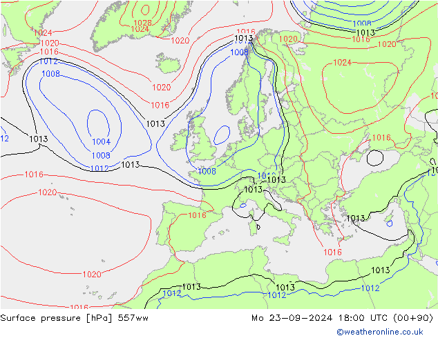 Surface pressure 557ww Mo 23.09.2024 18 UTC