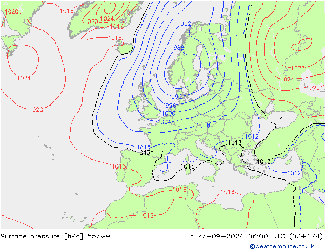 Atmosférický tlak 557ww Pá 27.09.2024 06 UTC