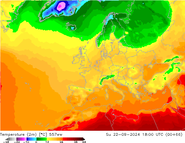 Temperatura (2m) 557ww dom 22.09.2024 18 UTC